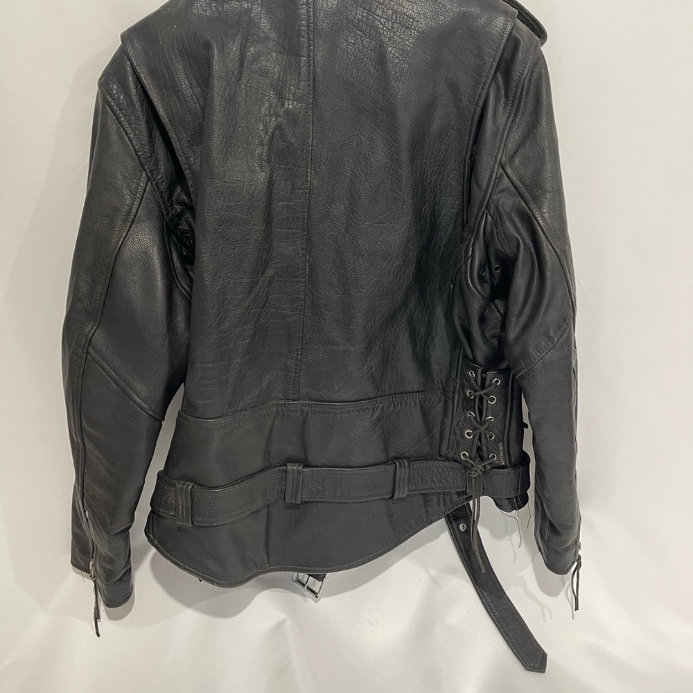 Black Leather Biker Jacket - Picture 6 of 7